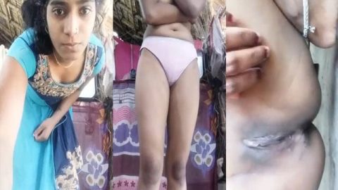 Village girl showing her clean shaved pussy on cam