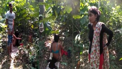 Young lovers caught fucking in the outdoor by local guys