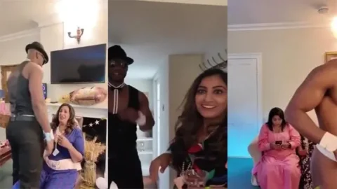 Multiple NRI Milf's Entertaining With BBC Stripper