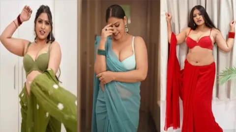 Anjali Gaud Blue Saree Strip Boobs App Content Video