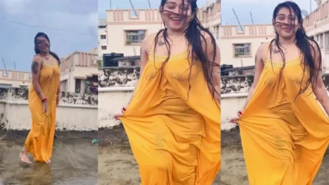 Susmita Malik Rooftop Dare In Daylight Full Wet 2