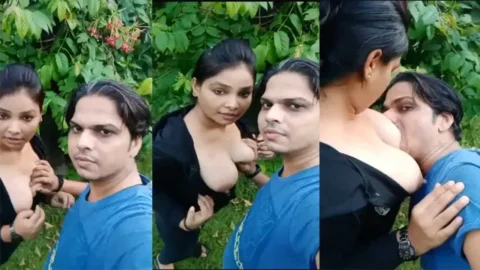 Beautiful Girl big boobs sucked - by lucky guy in park outdoor sex