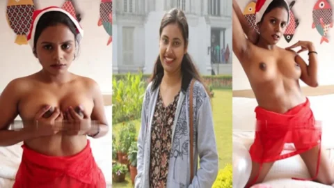 Model Sanchita Bose Boobs Show In Christmas Outfit App Content