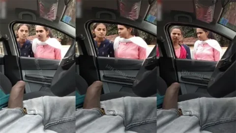 Guy Flash Dick - Infront Of - College Girls Inside Car