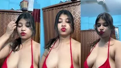 Rima Strip In Red Bikni Panty
