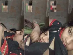 DESI VILLAGE BHABHI AFFAIR SHOWING BF ON VC SQUEEZING BOOBS JUICY NIPPLES BY SIDE SLEEPING HER HUSBAND