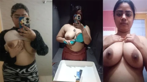 Babe Pressing Boobs And Fingering 2