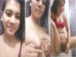 Desi Mal Gives A Sloppy Handjob In The Bathroom After Flashing Her Perky Boobs Video MMS