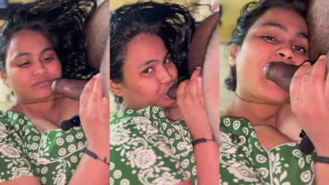 Chubby Desi Wife Sucks Cock in Green Nighty Leaked MMS Video MMS