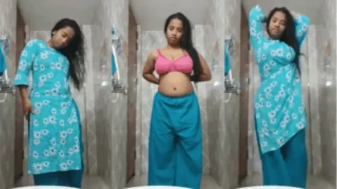 Traditional Salwar Girl Strips Naked In Bathroom Masturbates Desi Porn MMS