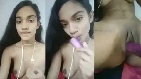 Desi GF Naked and Masturbating Her Wet Pussy with a Brinjal Dildo Video MMS