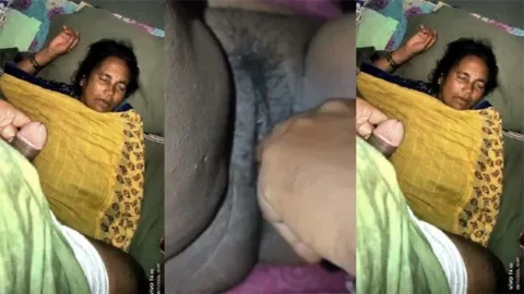 Horny Son Masturbating - And Pussy Fingered Infront Of Sleeping Mom But - Suddenly His Mom Week Up