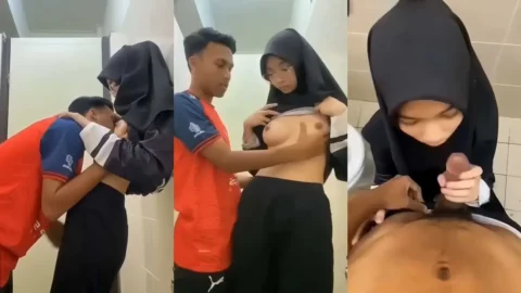 Hijab Girlfriend Gives Blowjob And Gets Tits Squeezed In Bathroom Video MMS
