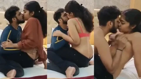 Desi Girlfriend Kissing Boyfriend in Red Bra Leaked MMS Video Video MMS