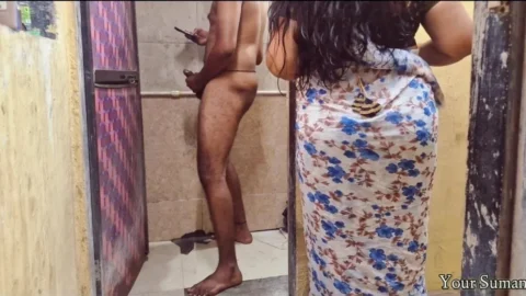 POV Indian Stepmom caught in bathroom and having horny Desi Porn MMS