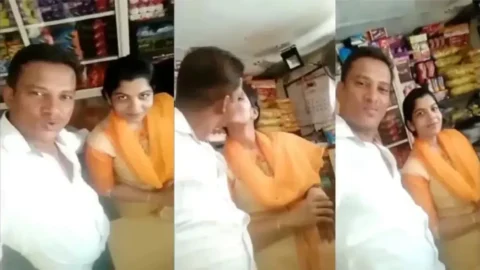 Desi shopkeeper caught smooching hot bhabhi in secret affair MMS Porn